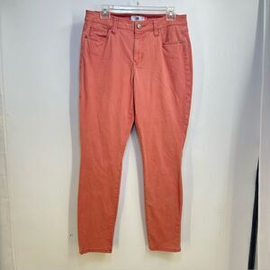 Cabi Jeans Size 12 Salmon Color Brushed Cotton 5 Pocket Straight Leg Jeans